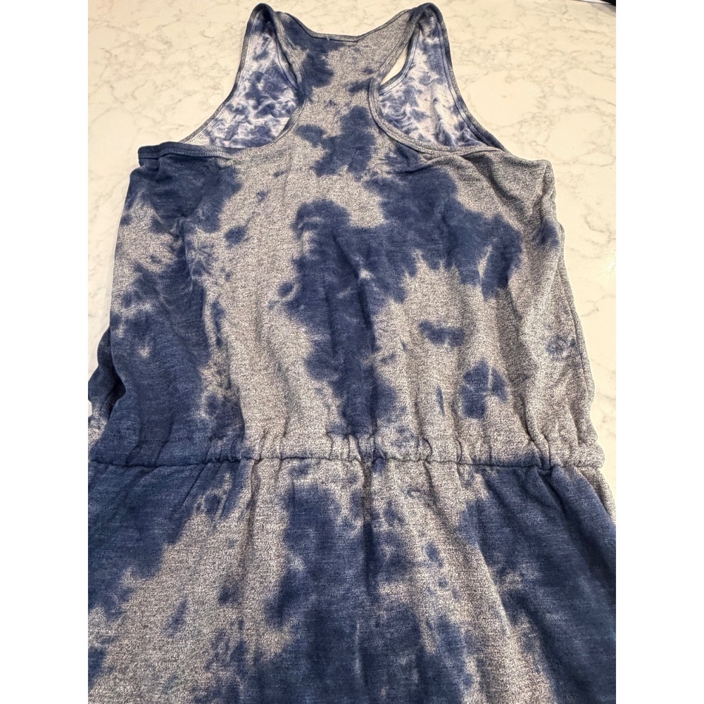 Sundry Blue Tie Dye Tank Dress Sleeveless Drawstring Waist Mini Size 2 Medium - Picture 8 of 9